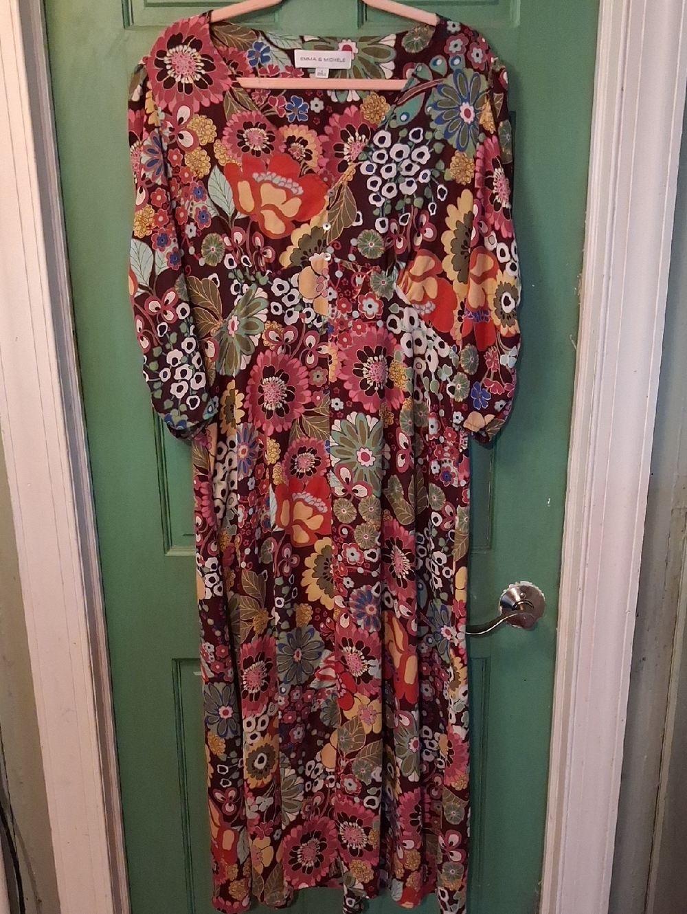 Emma & Michele Floral Maxi Dress in Multi-Colored Floral Print